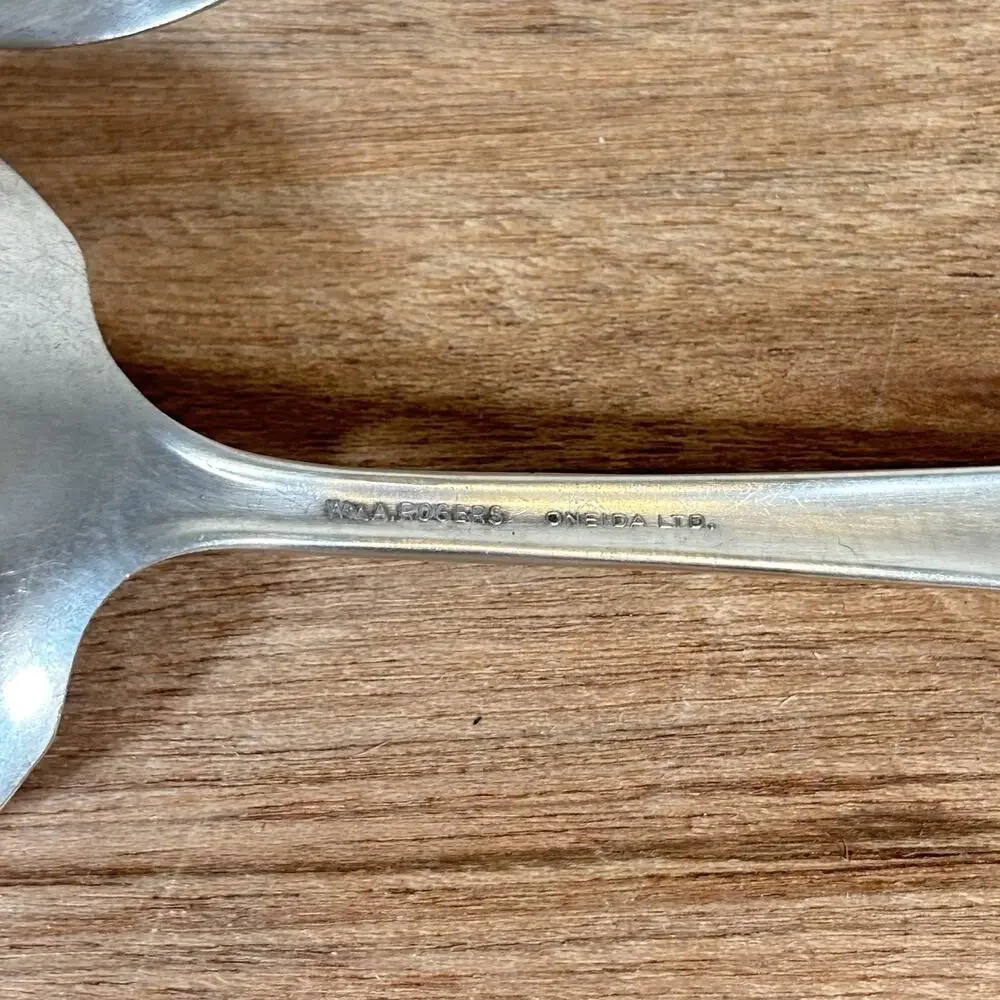Silver Plated‎ Serving Spoon WM Rogers Set: Mountain Rose Pattern & Gravy Spoon